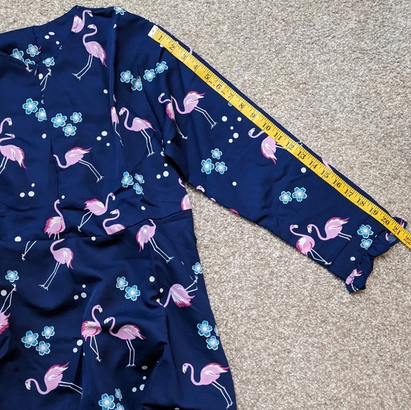 Flamingo long sleeve maxi dress navy blue - Picture 15 of 16
